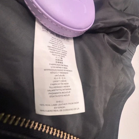 Michael Kors Black Leather Jacket with Gold Accents - Picture 8 of 9